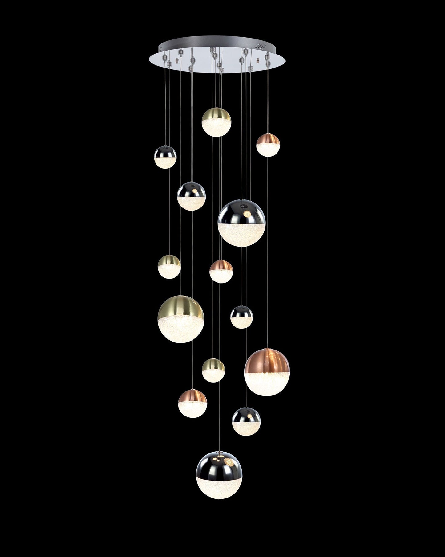 Eclipse 14Lt Round Pendant Mix Size and Colour Dimmable Light