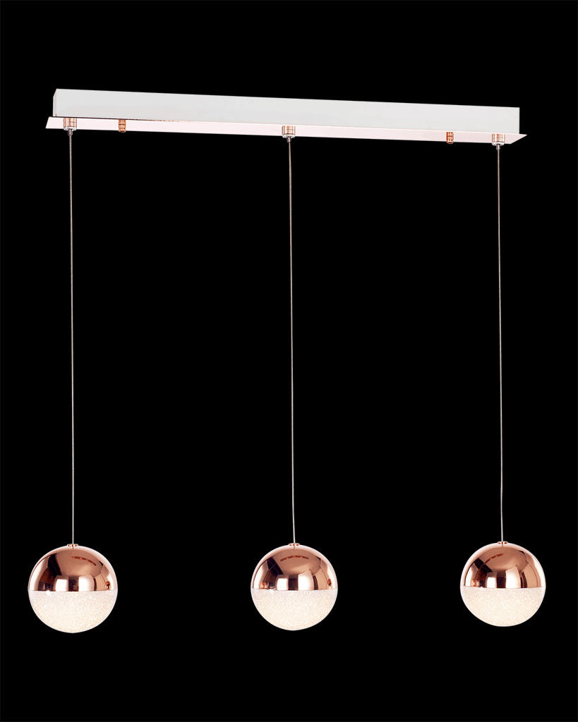 Eclipse 3Lt Bar Pendant Copper Dimmable Light