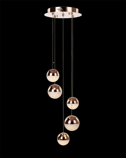 Eclipse 5Lt Spiral Pendant Copper Dimmable Light