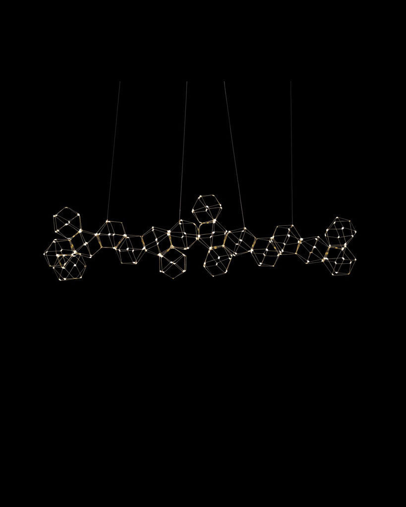 Lucciola 18 Prism Linear Pendant Brass Light
