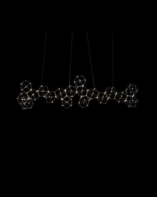 Lucciola 18 Prism Linear Pendant Brass Light