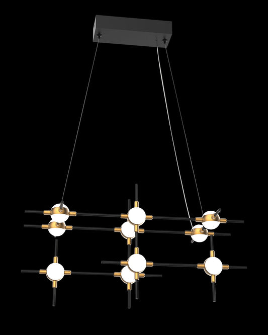 Molecular 10Lt Pendant Black With Gold Model F Light