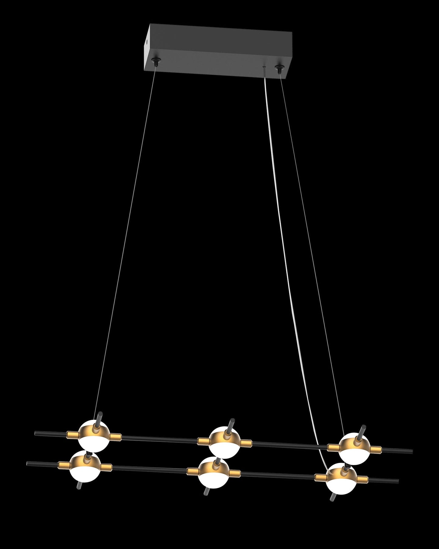 Molecular 6Lt Pendant Black With Gold Model A Light