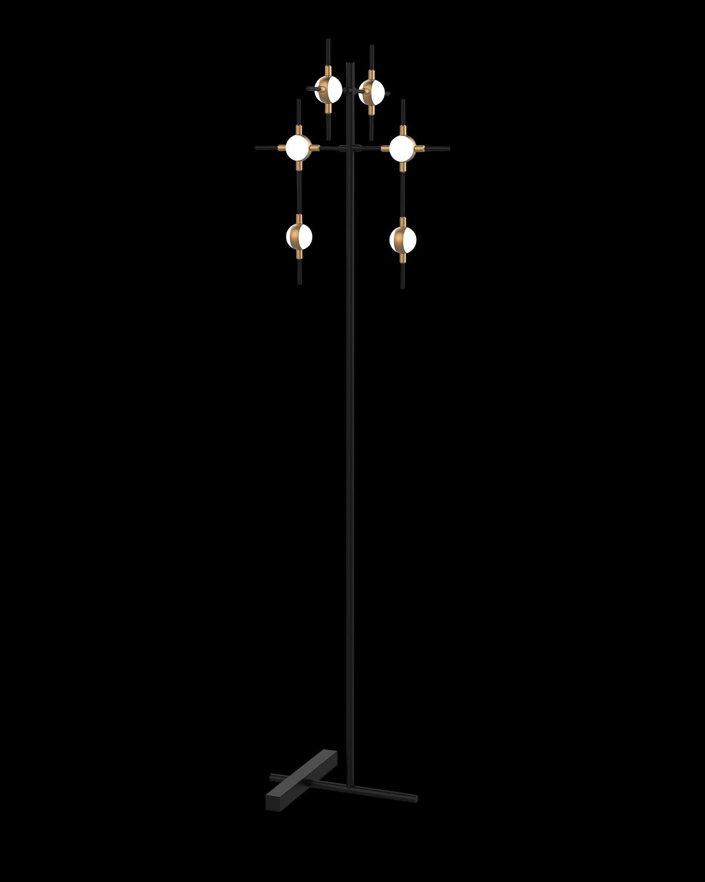 Molecular 6Lt Floor Lamp Black With Gold Model B Light