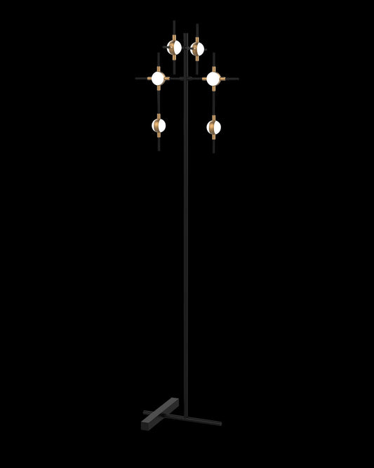 Molecular 6Lt Floor Lamp Black With Gold Model B Light