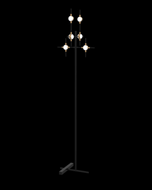 Molecular 6Lt Floor Lamp Black With Gold Model C Light