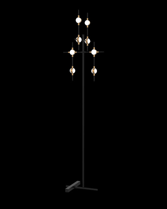 Molecular 8Lt Floor Lamp Black With Gold Model B Light