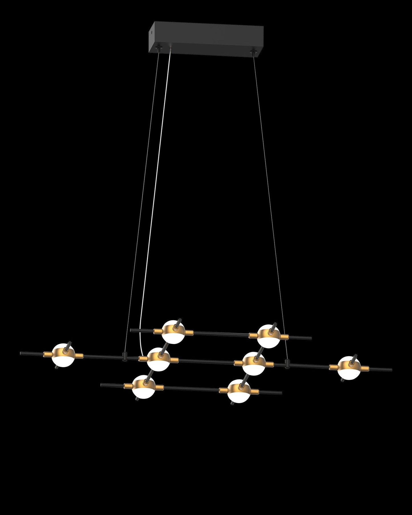 Molecular 8Lt Pendant Black With Gold Model C Light