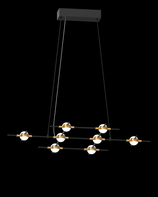 Molecular 8Lt Pendant Black With Gold Model C Light