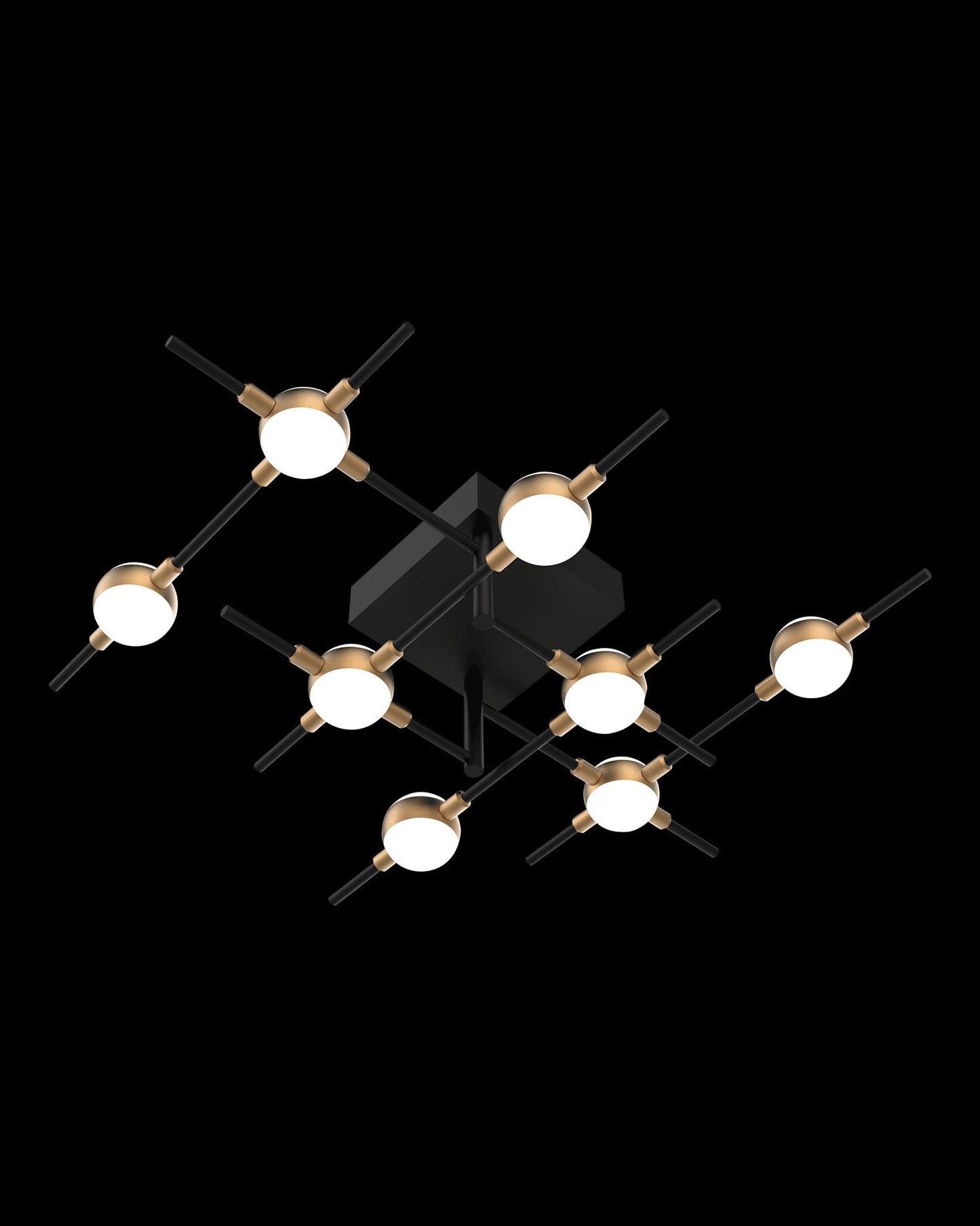 Molecular 8Lt Ceiling Black With Gold Model C Light