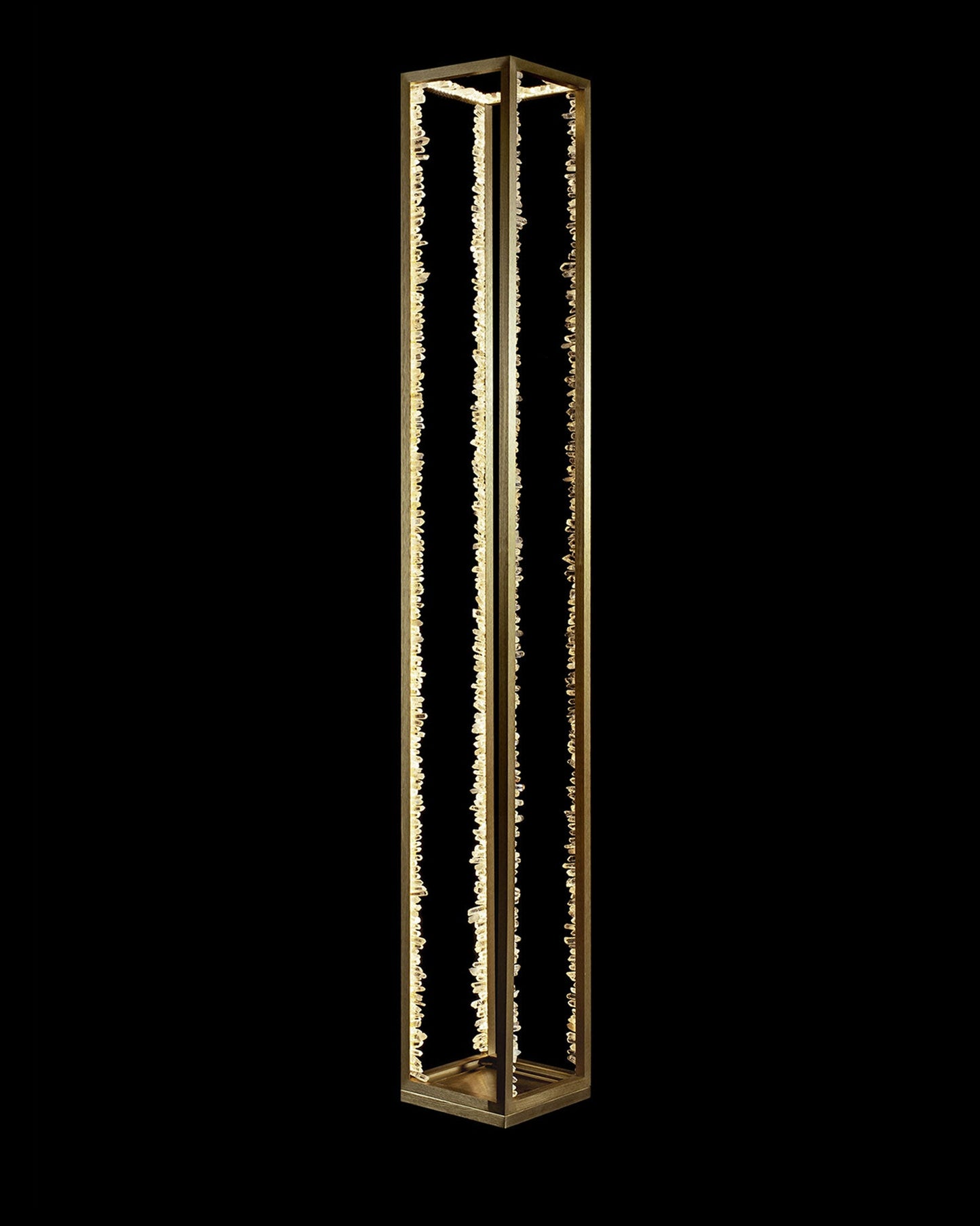 Quartz Retangular Floor Lamp Satin Gold Light