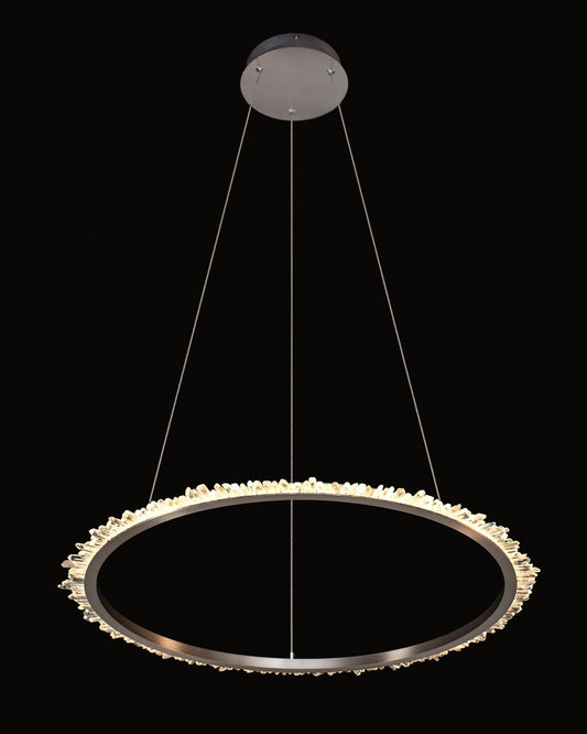 Quartz Halo Small Round Pendant 47.5cm Diam Satin Nickel Light