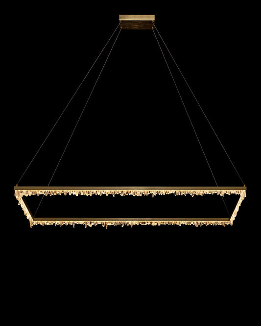 Quartz Retangular Pendant 100cm L Satin Nickel Light