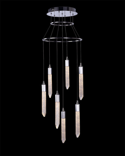 Shard 7Lt Round Pendant Chrome Light