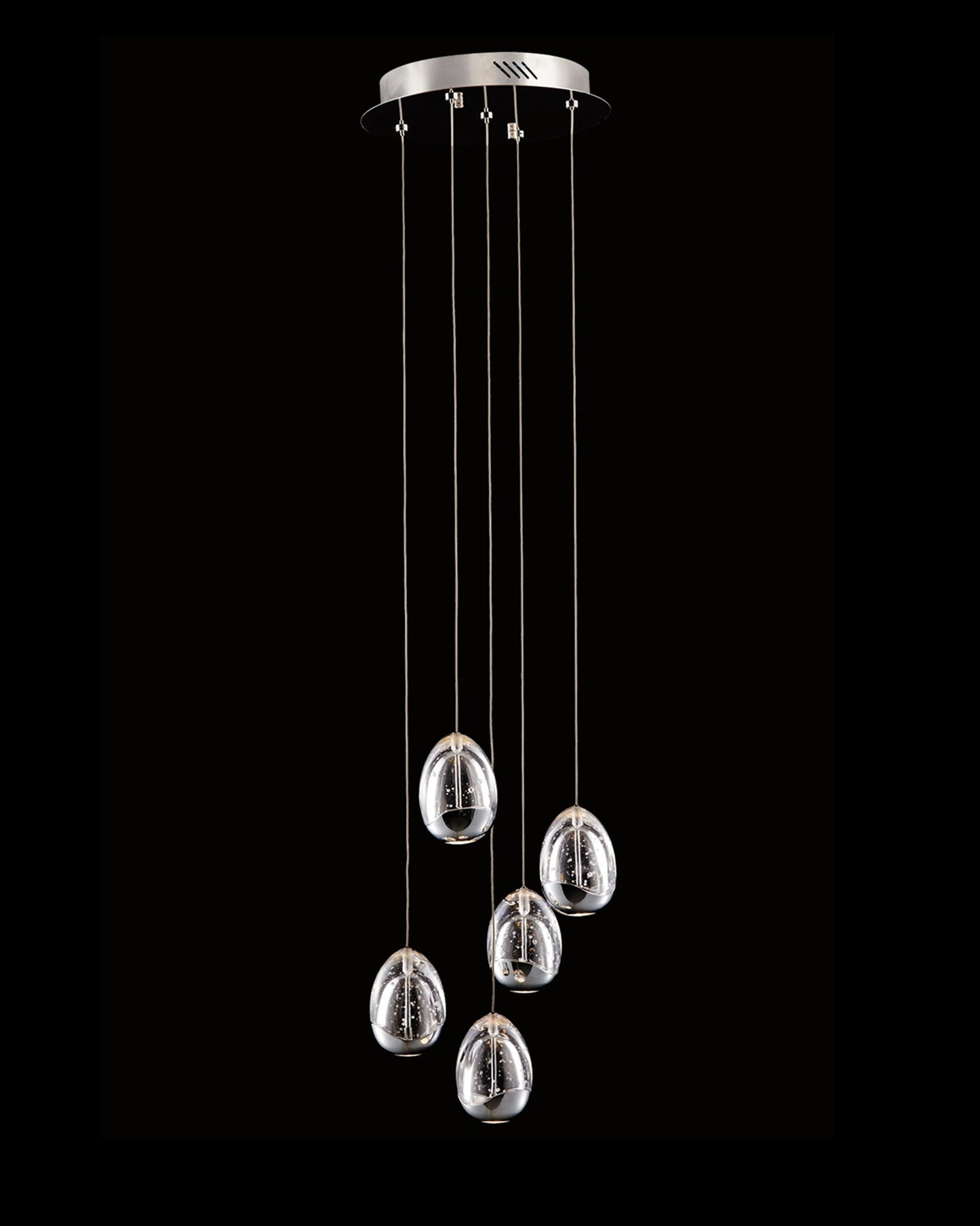 Terrene 5Lt Spiral Pendant Chrome Dimmable Light