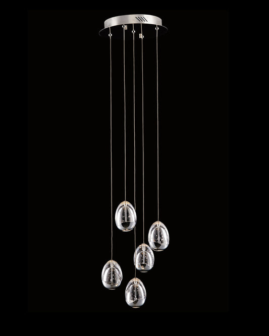 Terrene 5Lt Spiral Pendant Chrome Dimmable Light