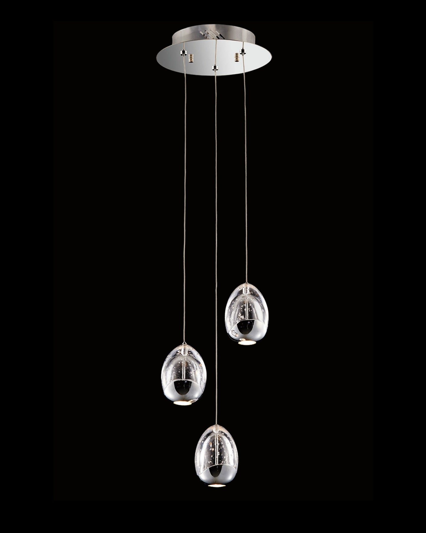 Terrene 3Lt Spiral Pendant Chrome Dimmable Light