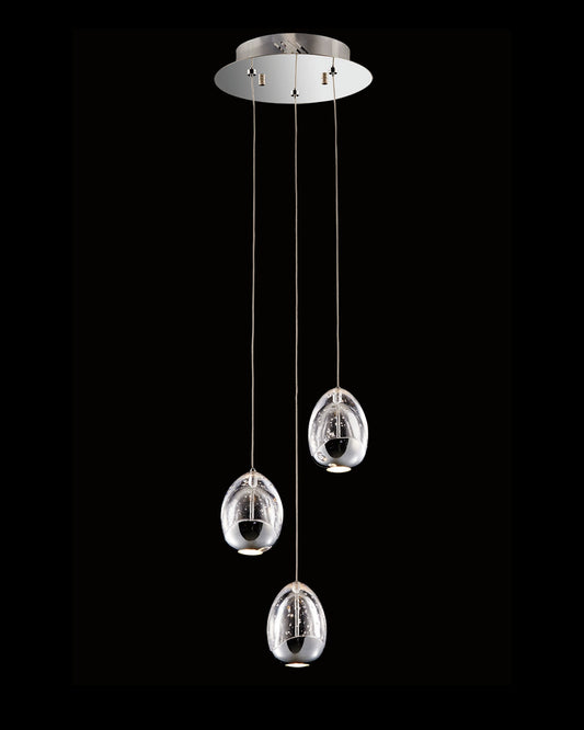 Terrene 3Lt Spiral Pendant Chrome Dimmable Light