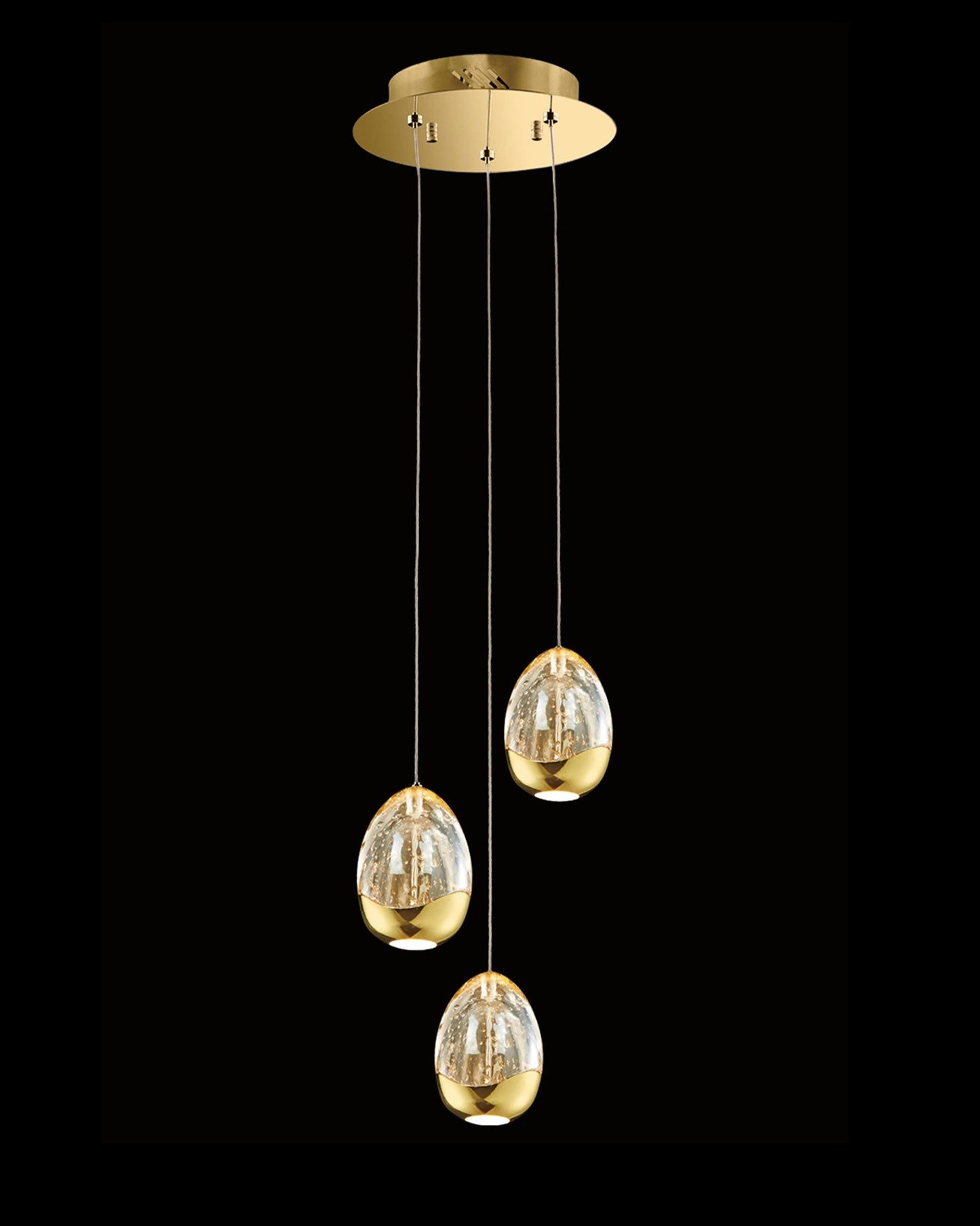 Terrene 3Lt Spiral Pendant Gold Dimmable Light