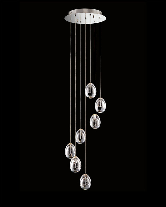Terrene 7Lt Spiral Pendant Chrome Dimmable Light
