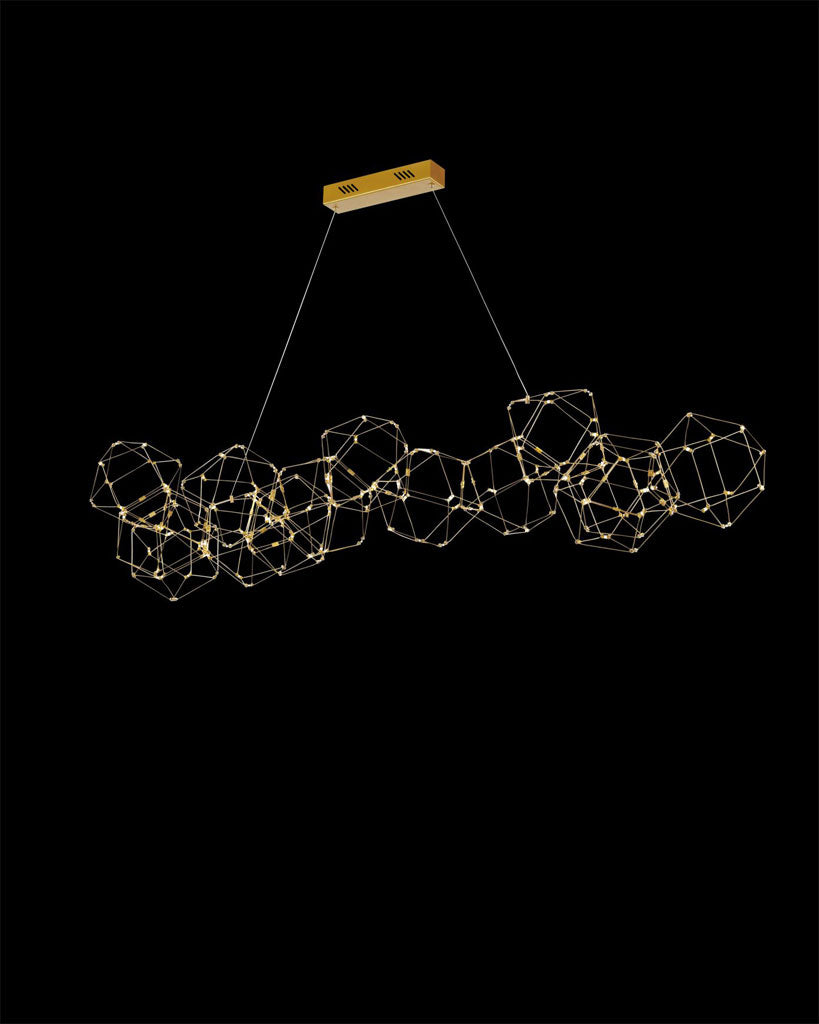 Lucciola 14 Prism Linear Pendant Brass Light