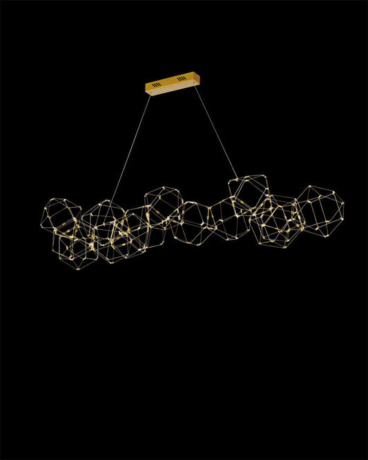 Lucciola 14 Prism Linear Pendant Brass Light