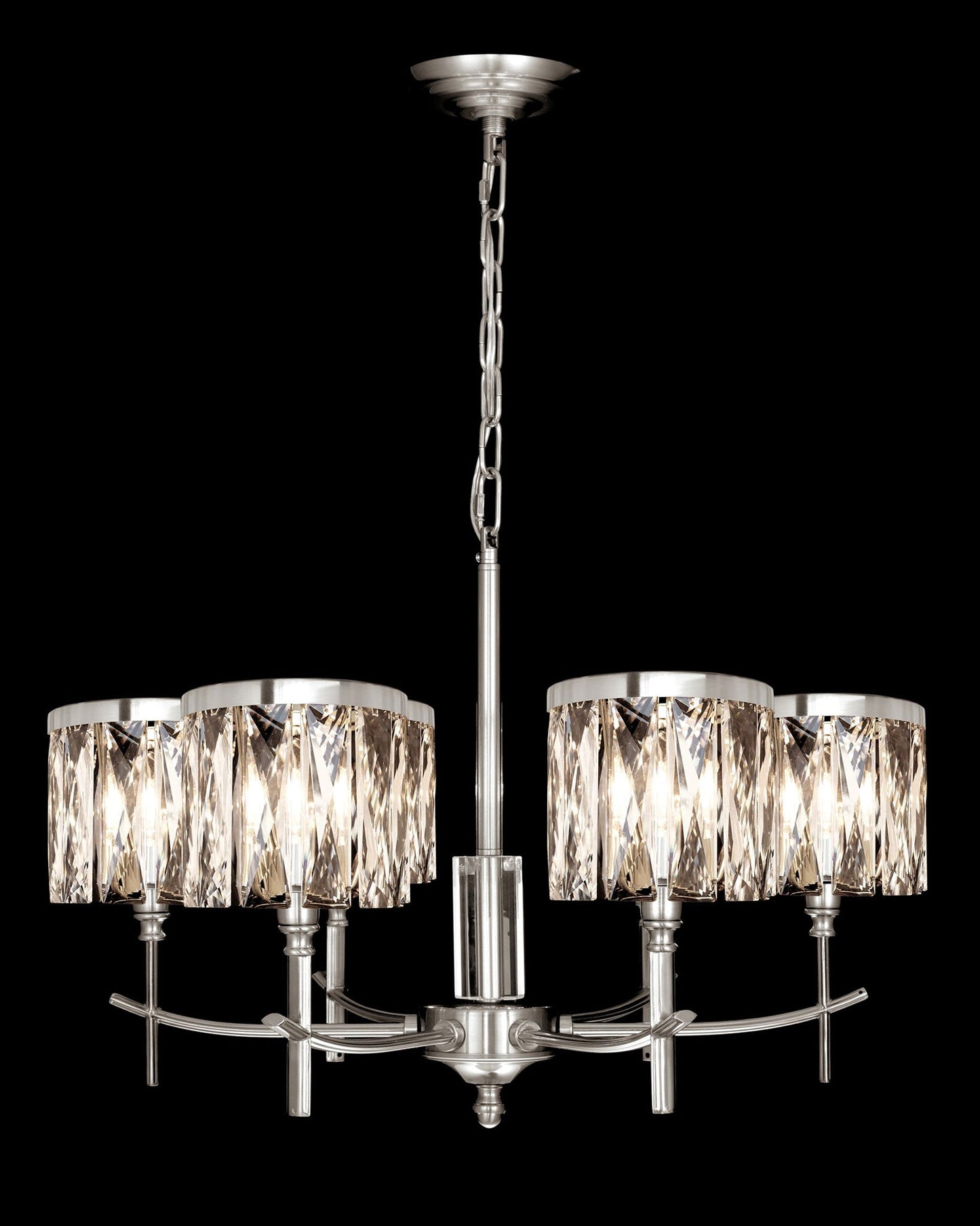 Opulence 6 Arm Chandelier Satin Nickel Light