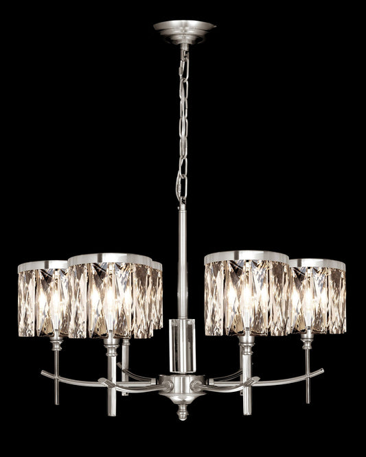 Opulence 6 Arm Chandelier Satin Nickel Light