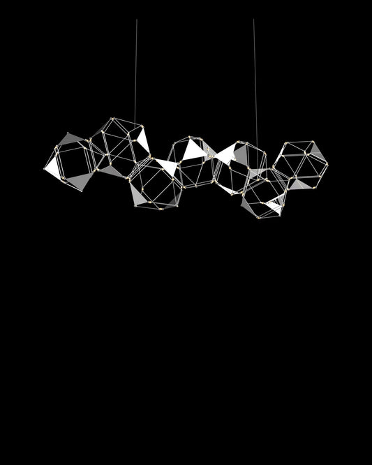 Lucciola Embellished 7 Prism Linear Pendant Stainless Steel Light