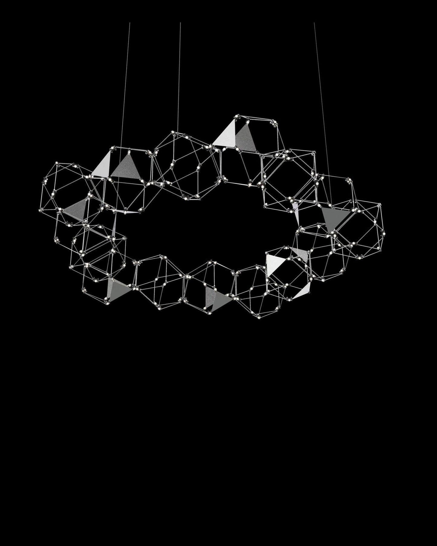 Lucciola Embellished 15 Prism Round Pendant Stainless Steel Light