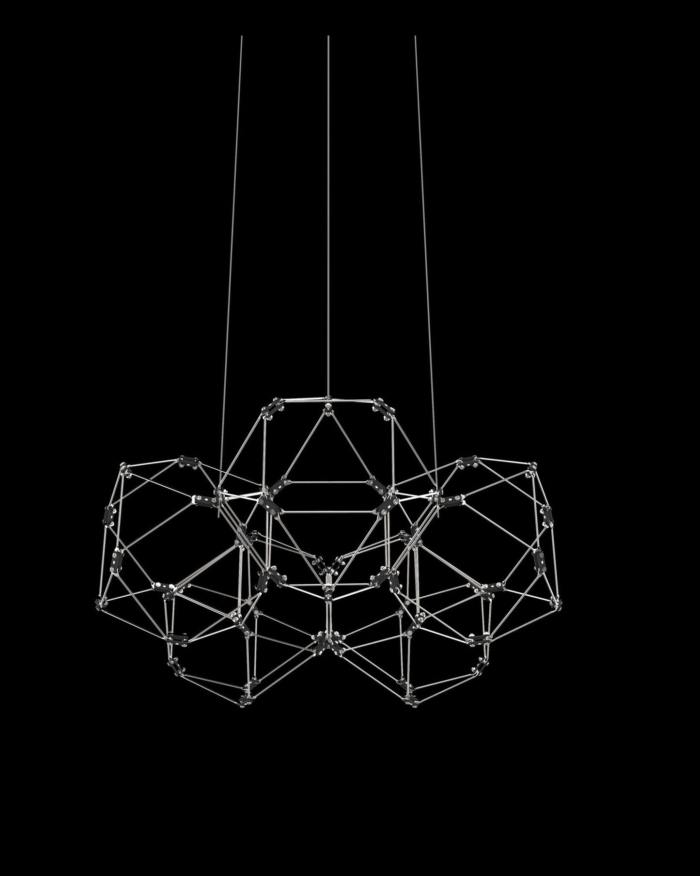 Lucciola 5 Prism Round Pendant Stainless Steel Light