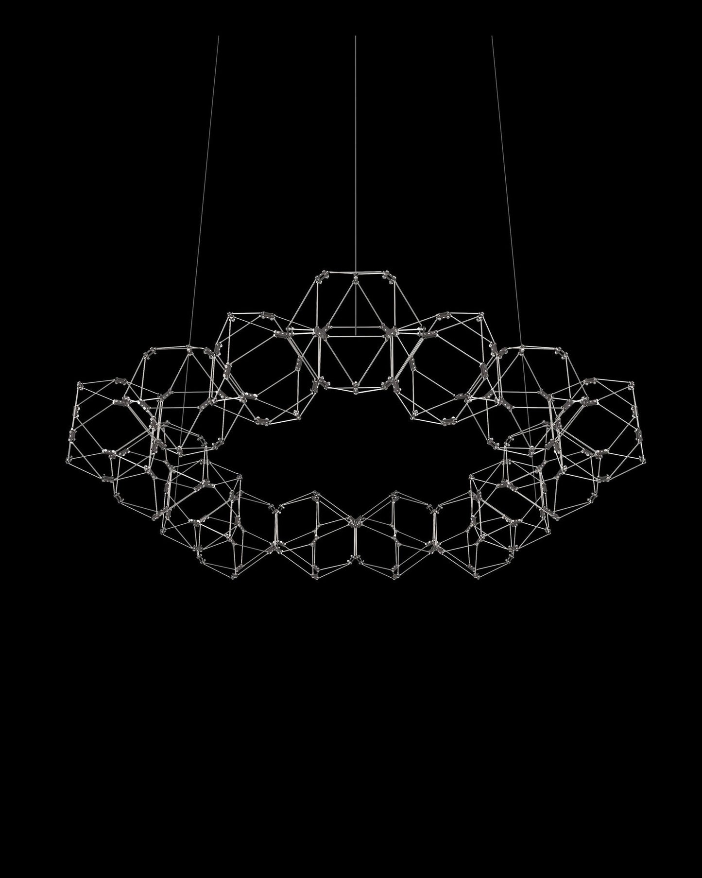 Lucciola 15 Prism Round Pendant Stainless Steel Light