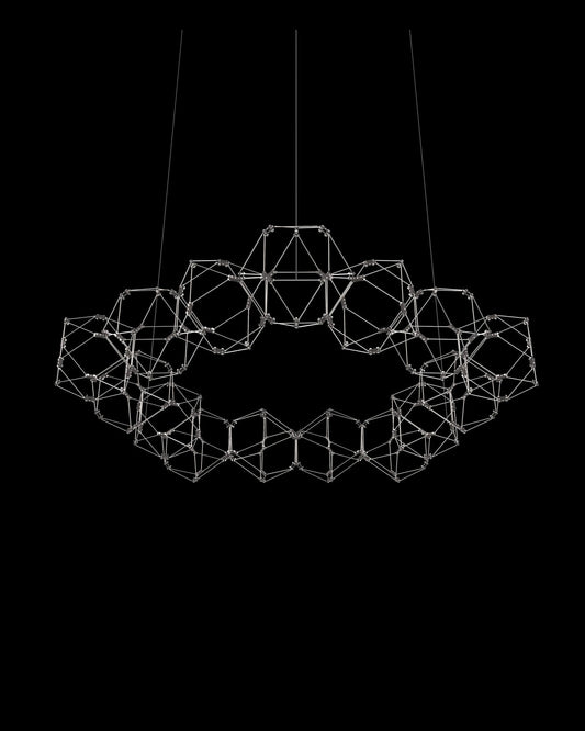 Lucciola 15 Prism Round Pendant Stainless Steel Light