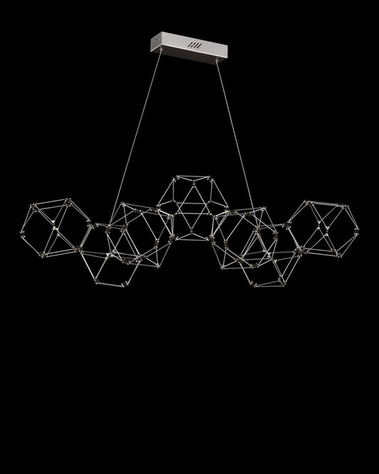 Lucciola 7 Prism Linear Pendant Brass Light
