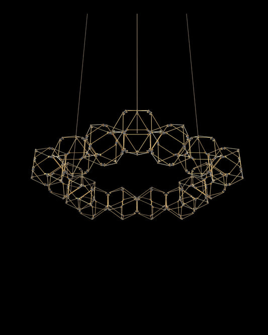Lucciola 15 Prism Round Pendant Brass Light