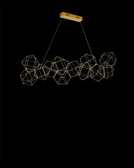 Lucciola 12 Prism Linear Pendant Brass Light