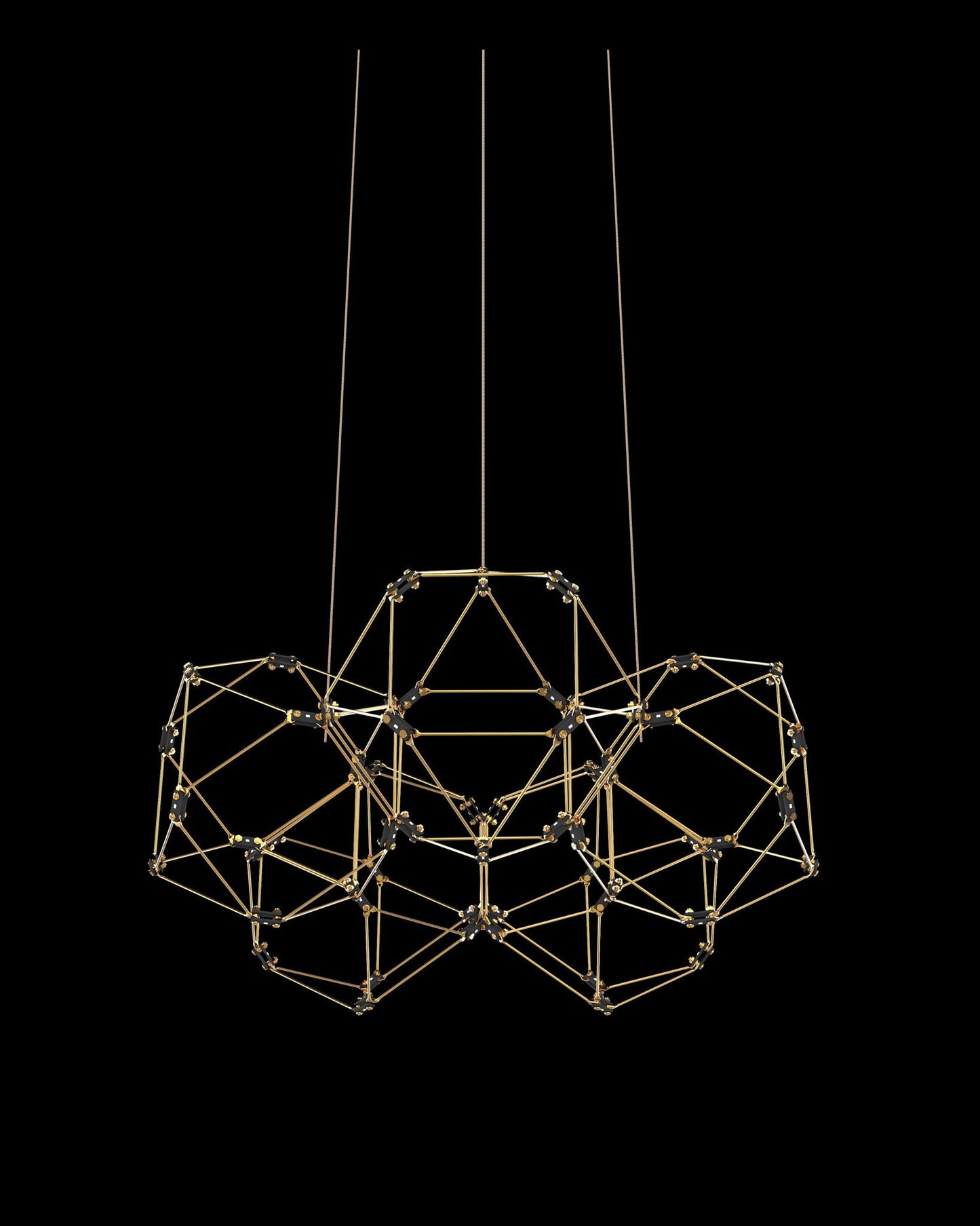 Lucciola 5 Prism Round Pendant Brass Light