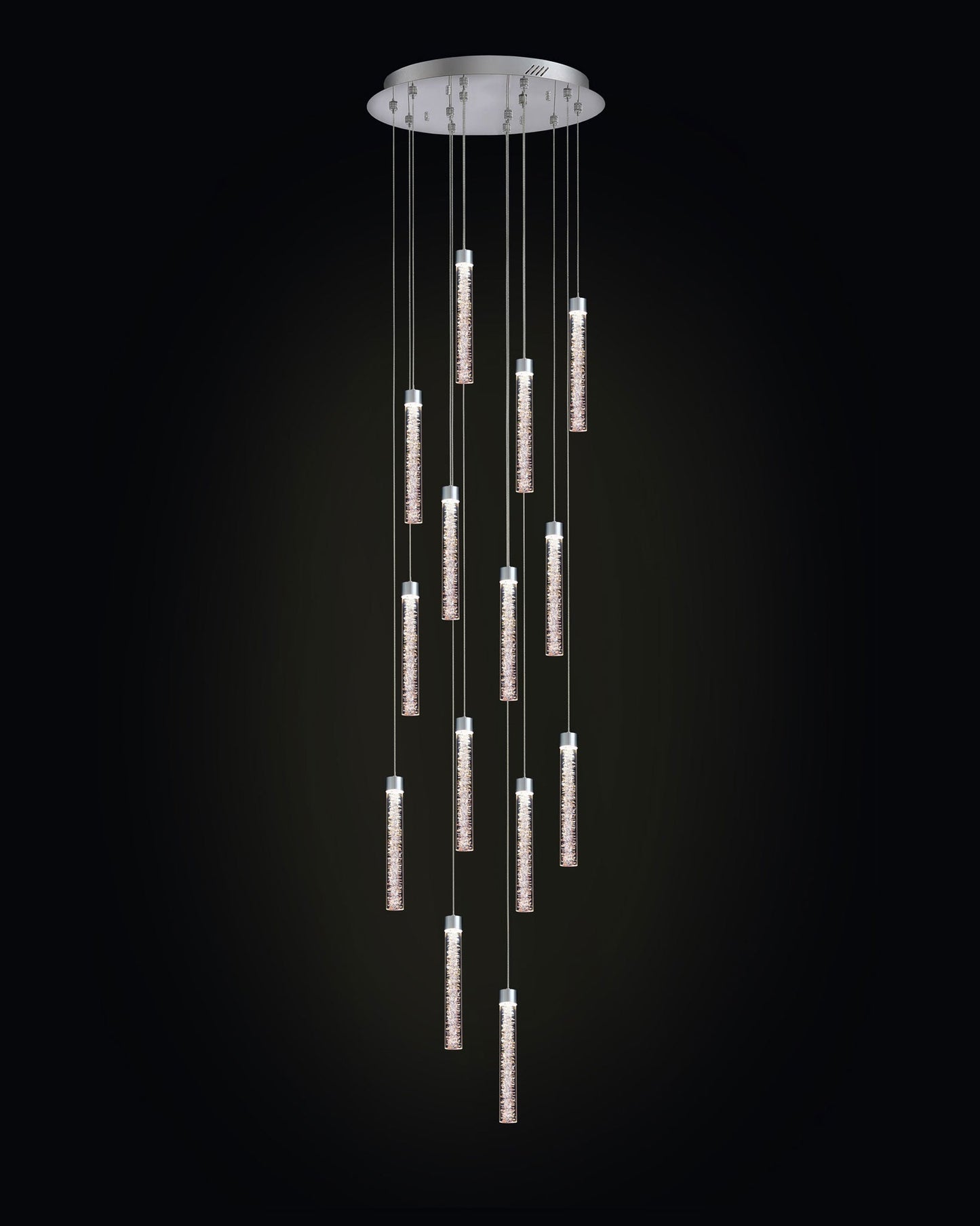 Crackle 14 LT Round Pendant Chrome Light