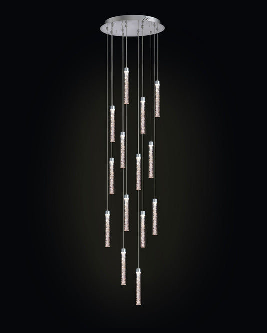 Crackle 14 LT Round Pendant Chrome Light