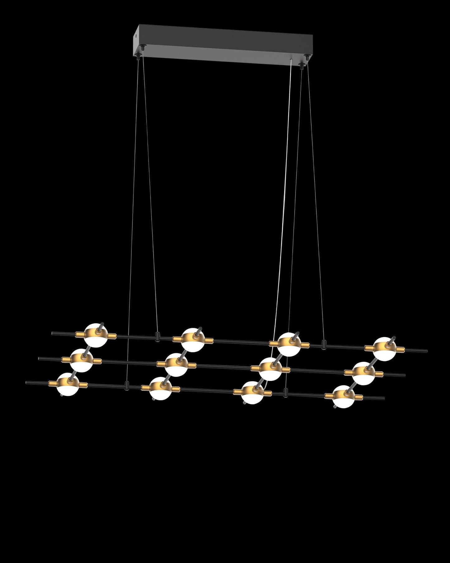 Molecular 12Lt Pendant Black With Gold Model N Light