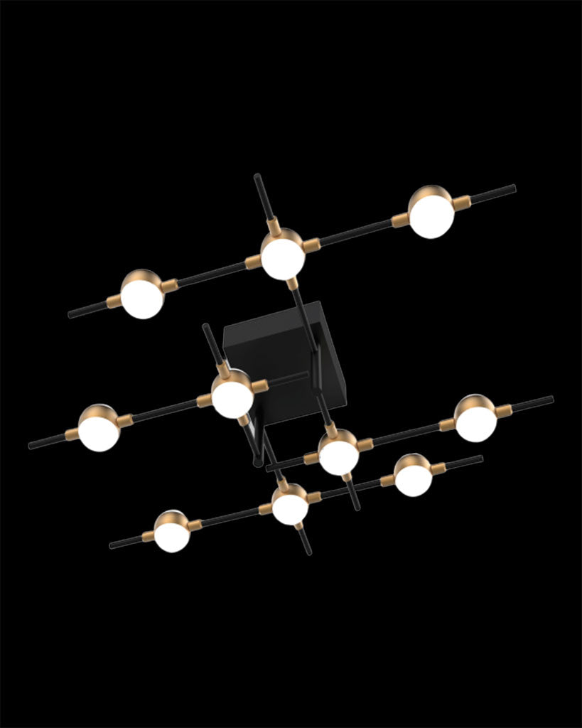 Molecular 10Lt Pendant Black With Gold Model B Light