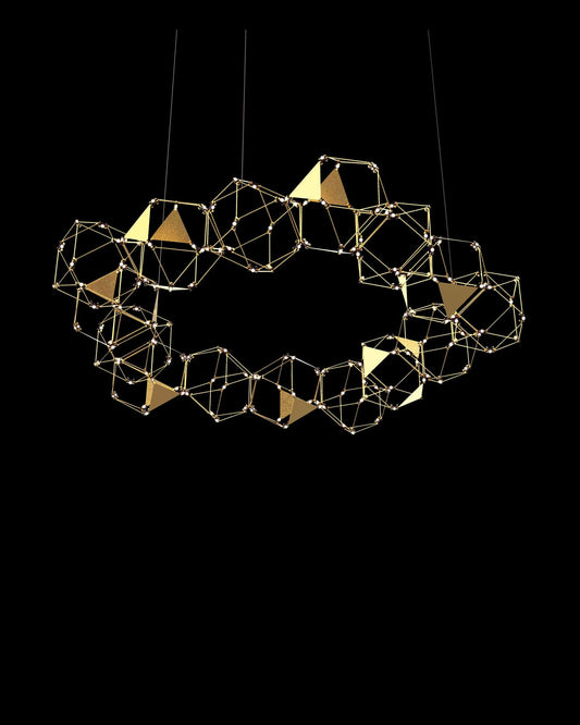 Lucciola Embellished 15 Prism Round Pendant Brass Light