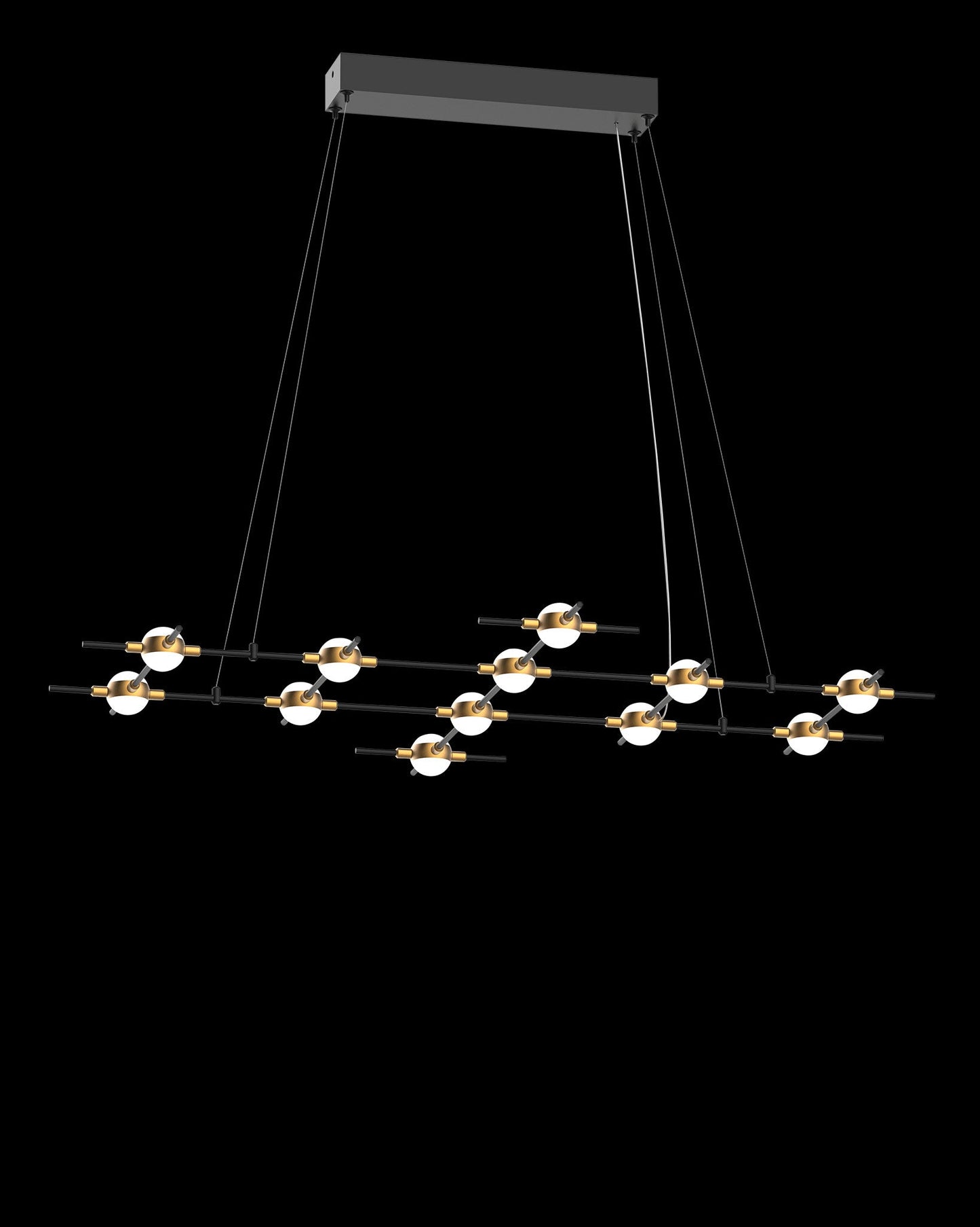 Molecular 12Lt Pendant Black With Gold Model M Light