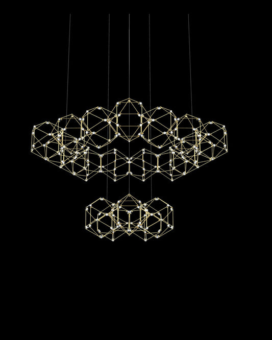 Lucciola 20 Prism 2 Tier Pendant Brass Light