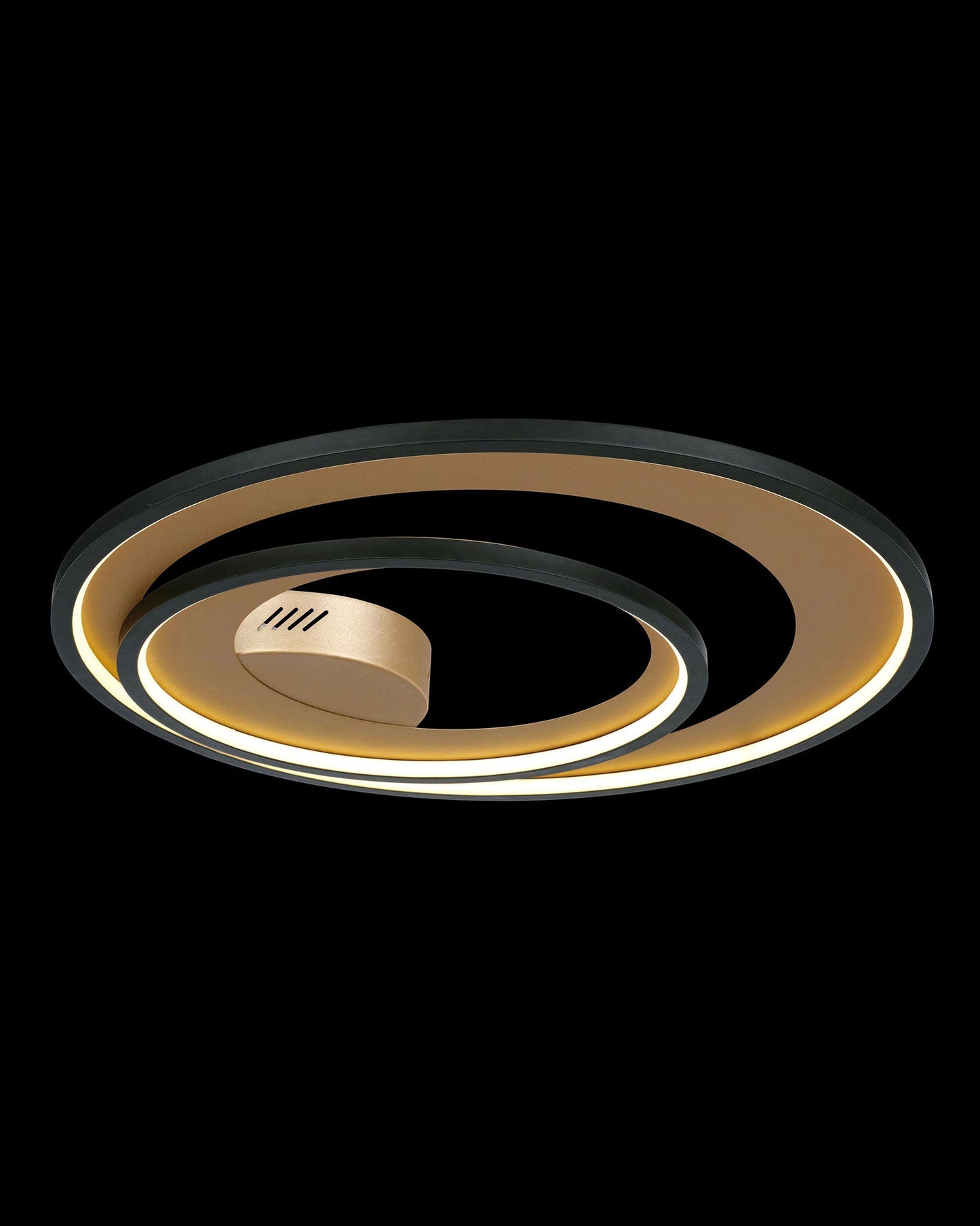 Saturn Double Ring Flush Black with Gold Light