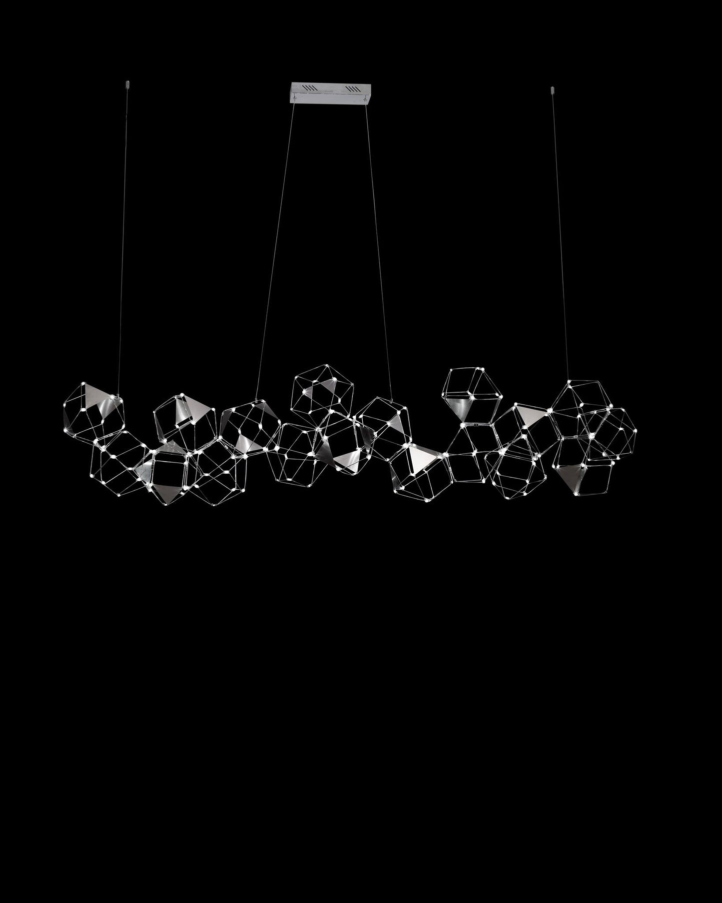 Lucciola Embellished 18 Prism Linear Pendant Stainless Steel Light