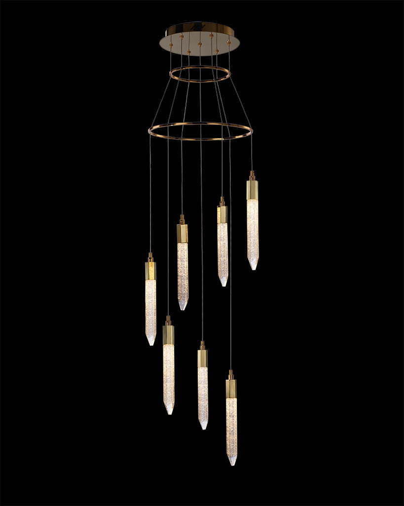 Shard 7Lt Round Pendant Gold Light