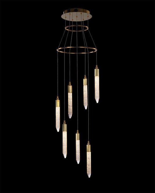 Shard 7Lt Round Pendant Gold Light