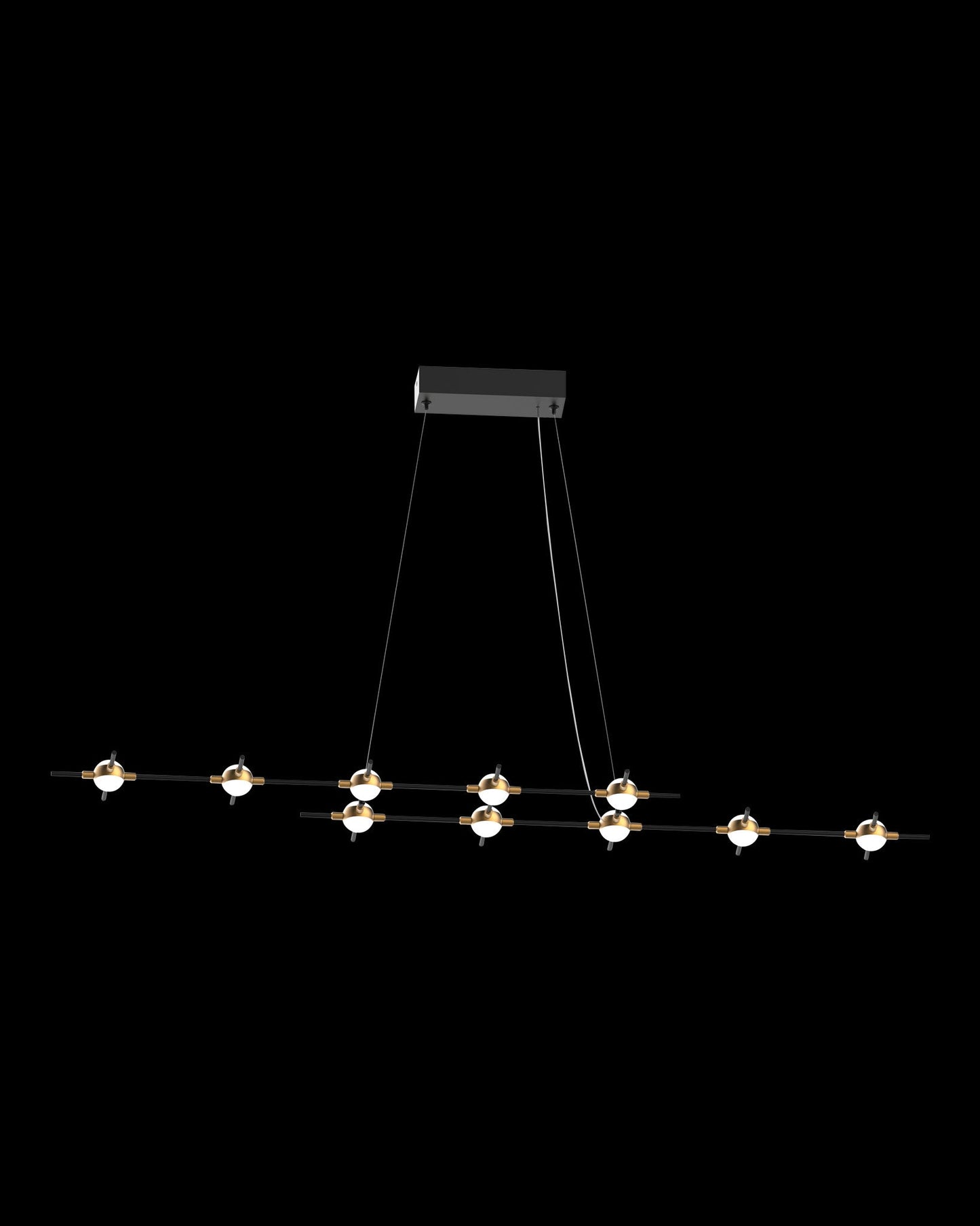 Molecular 10Lt Pendant Black With Gold Model D Light