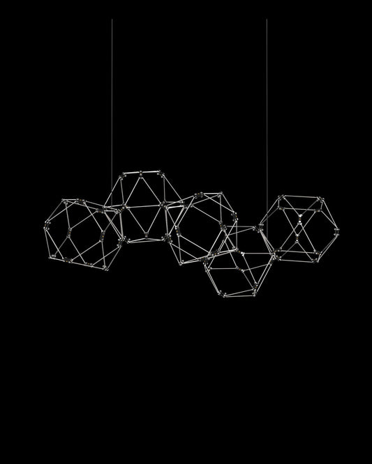 Lucciola 5 Prism Linear Pendant Stainless Steel Light